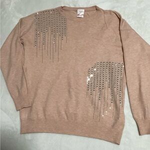 Elegant Dusty Pink Sequin Sweater